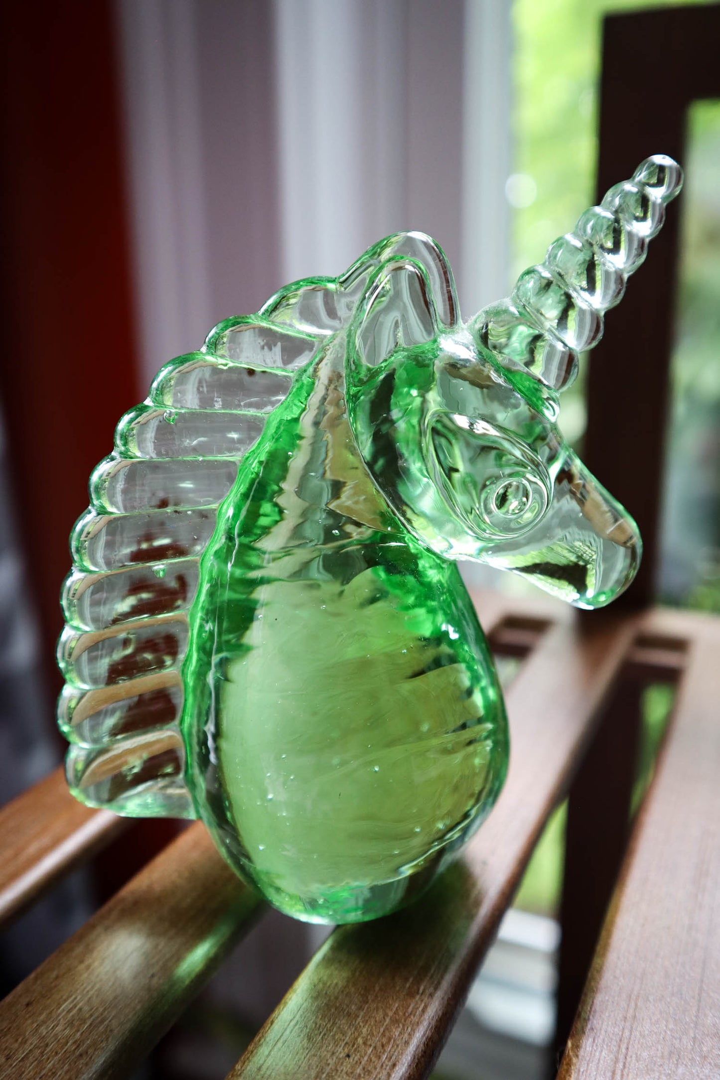 Glowing Green Glass Unicorn