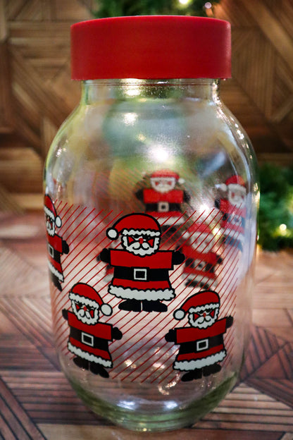 Santa's Cookies Glass Cookie Jar ~ Made in the USA