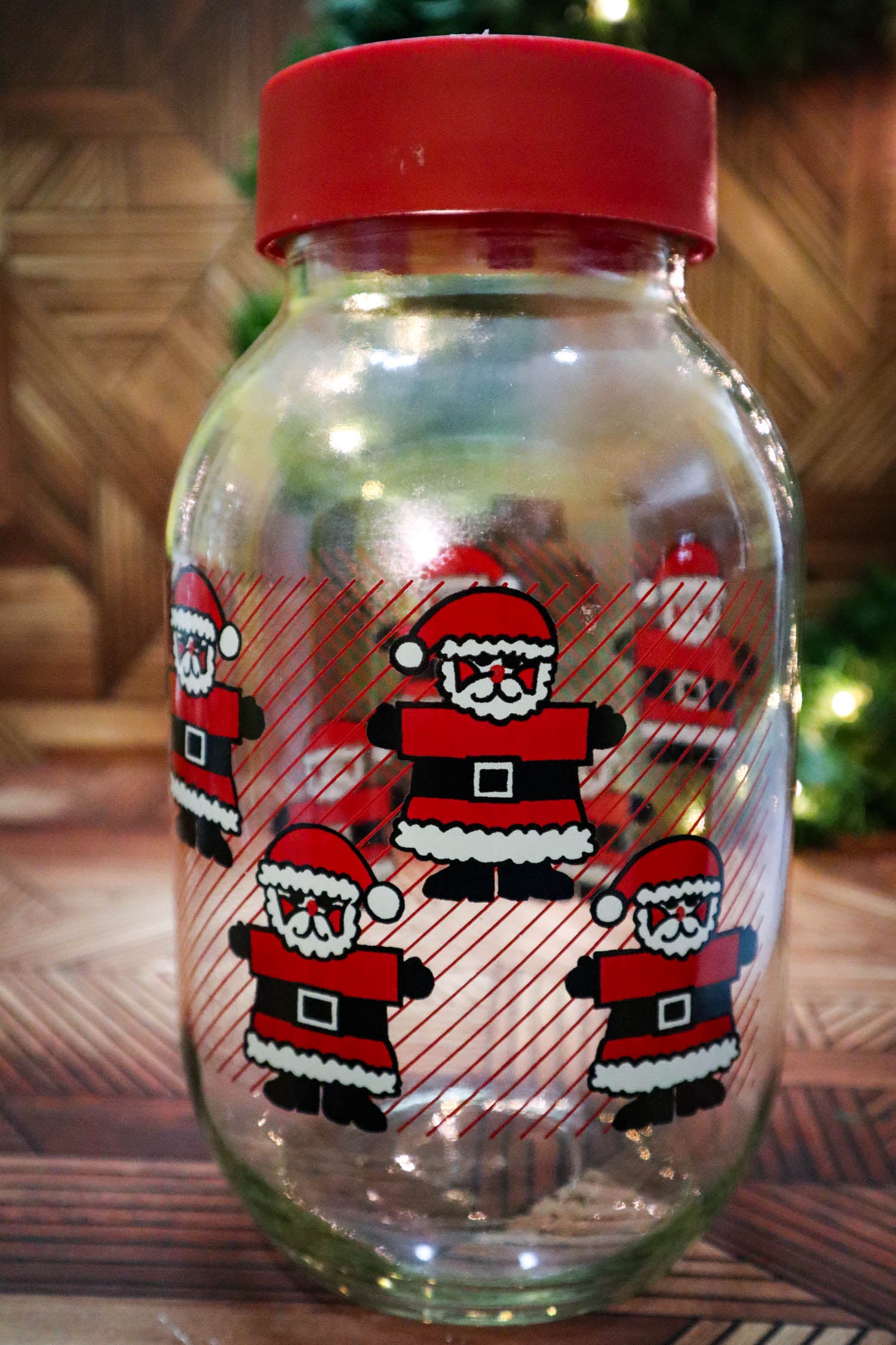Vintage Carlton Glass Santa Claus Christmas Cookie Jar Canister & Lid –  just dandies