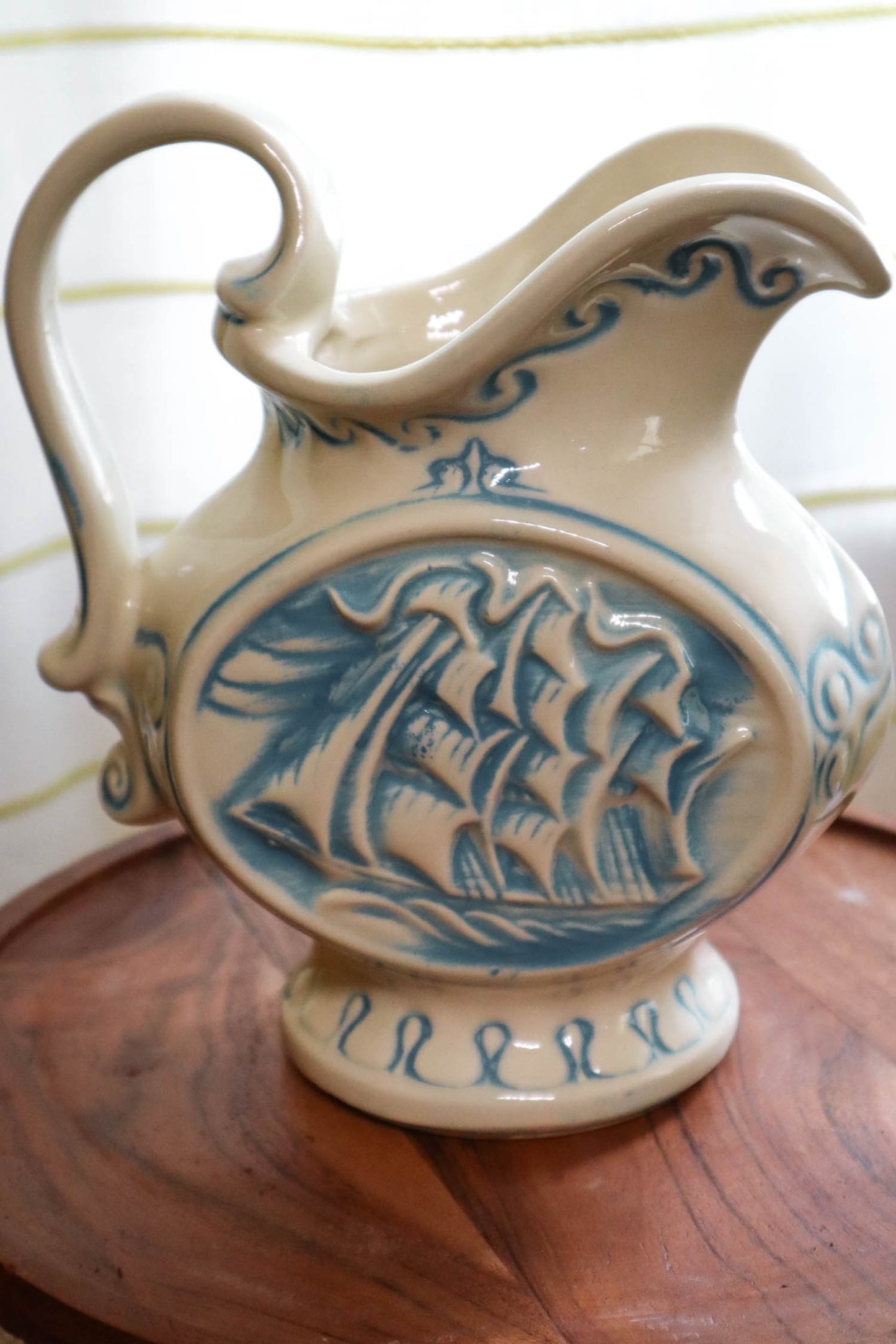 Ships Ahoy Art Pottery Pitcher