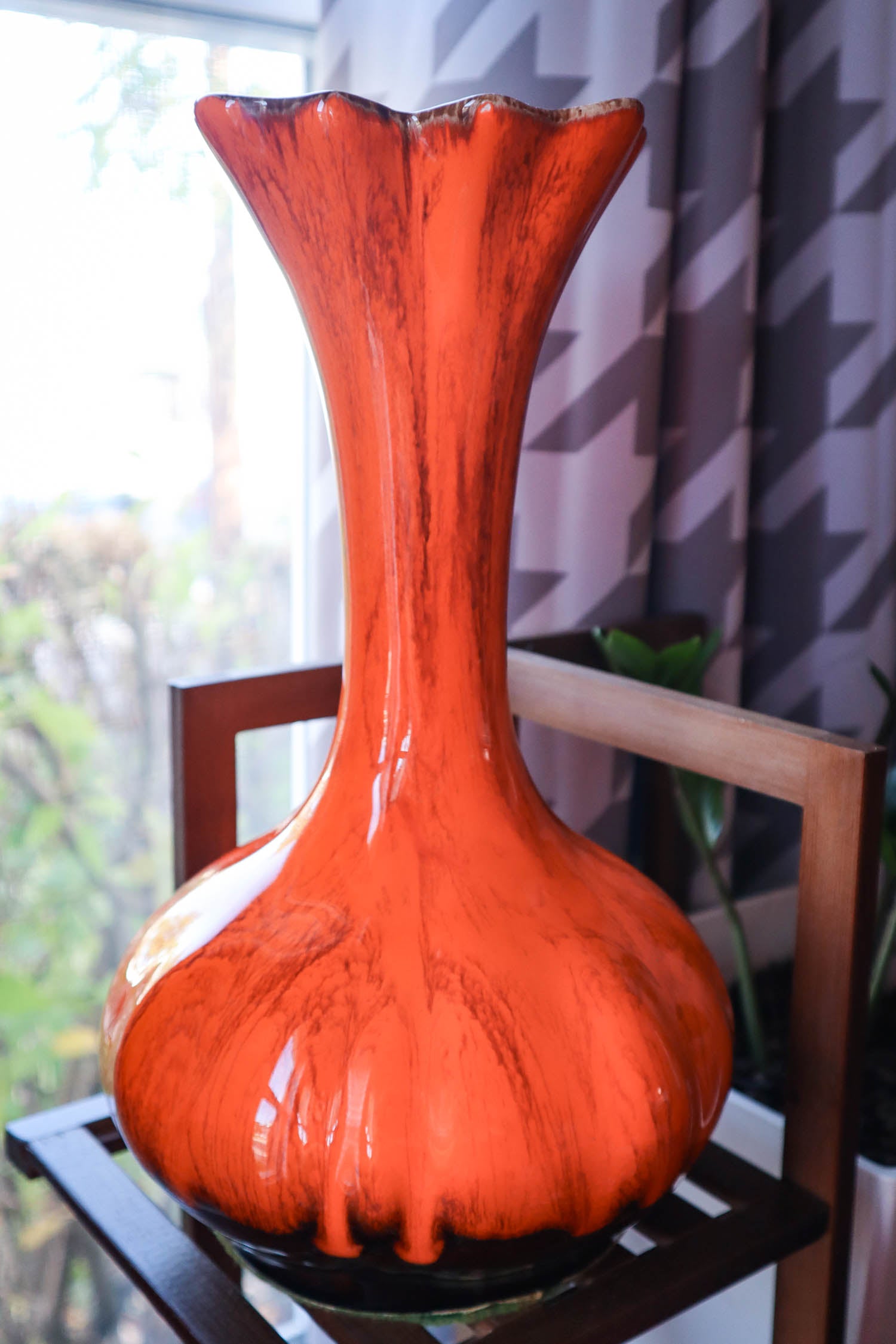 One popular of a Kind Orange Ceramic Art Vase