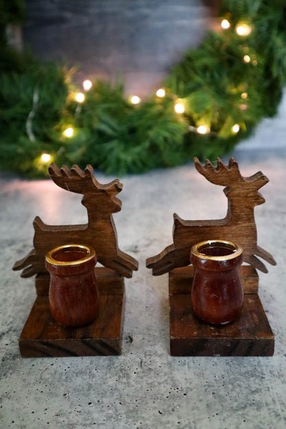 Flying Reindeer Candle Holders