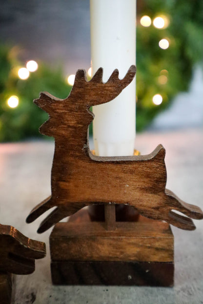 Flying Reindeer Candle Holders