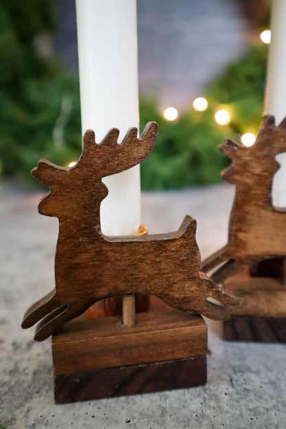 Flying Reindeer Candle Holders