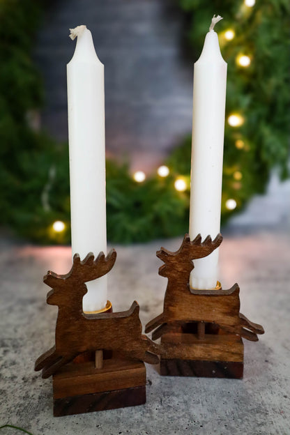 Flying Reindeer Candle Holders