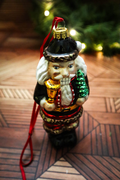 Nutcracker Blown Glass Ornament