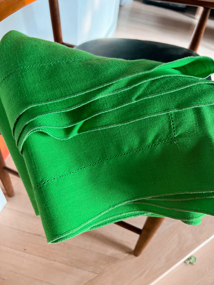 Vintage Linen Green Tablecloth