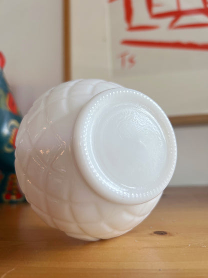 Quilted Texture Milk Glass Vase