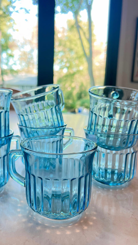 Clear Blue Mugs Set