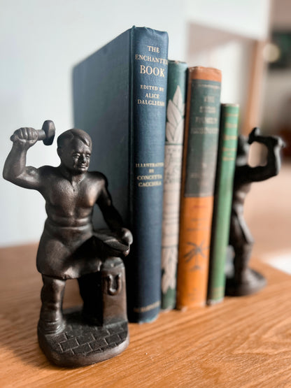 A Pair of Foundry Worker Bookends
