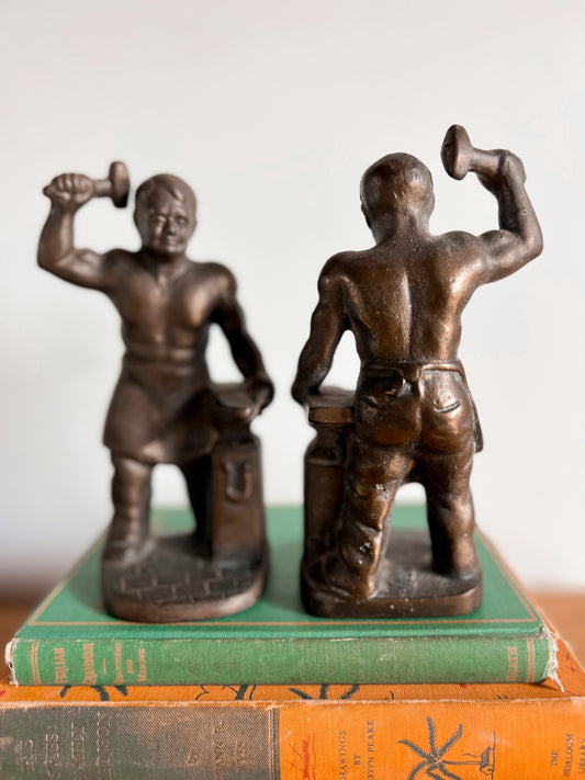 A Pair of Foundry Worker Bookends