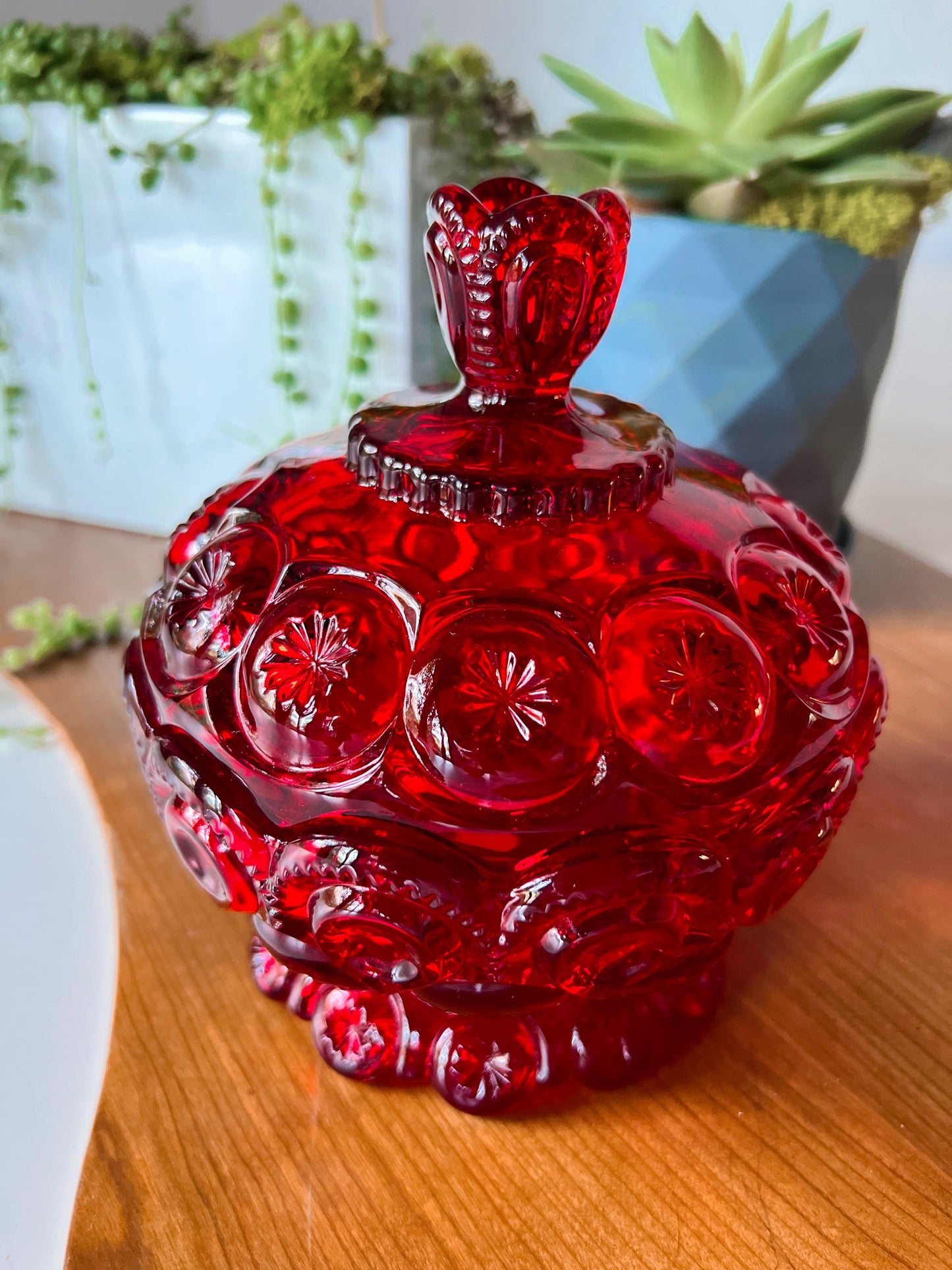 Ruby Red Moon & Stars Curio Jar