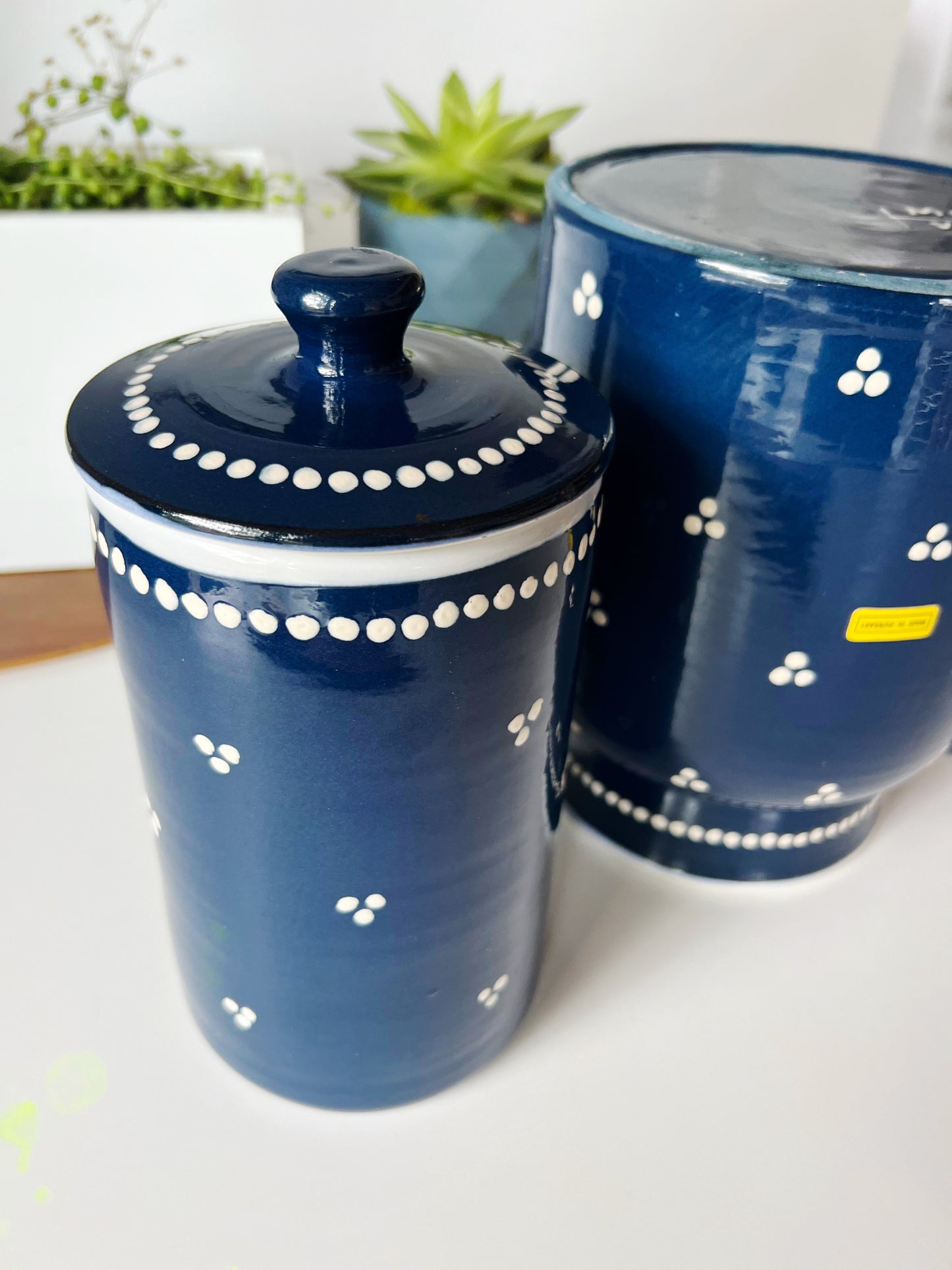 Hungarian Indigo & Dot Kitchen Crocks