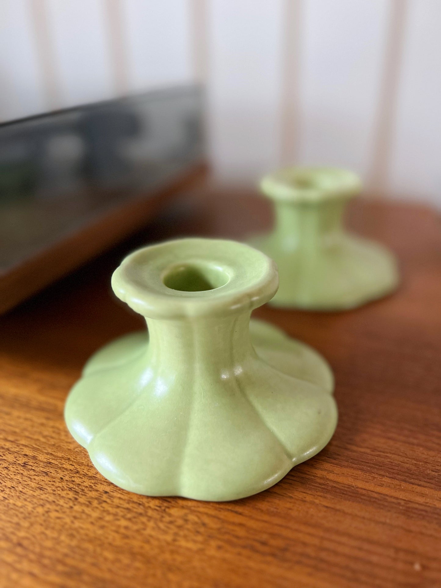 Spring Green Art Deco Candleholders