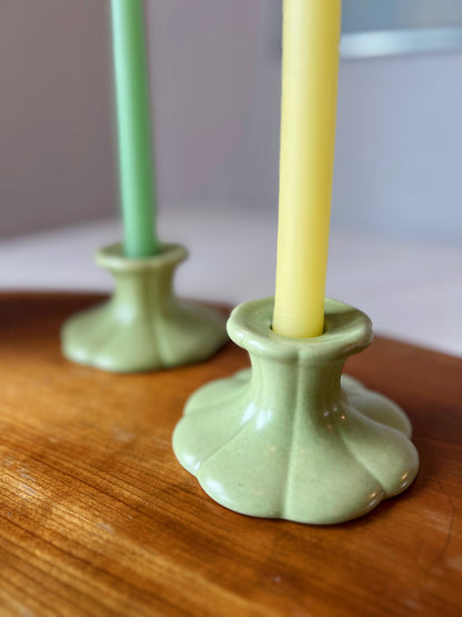 Spring Green Art Deco Candleholders