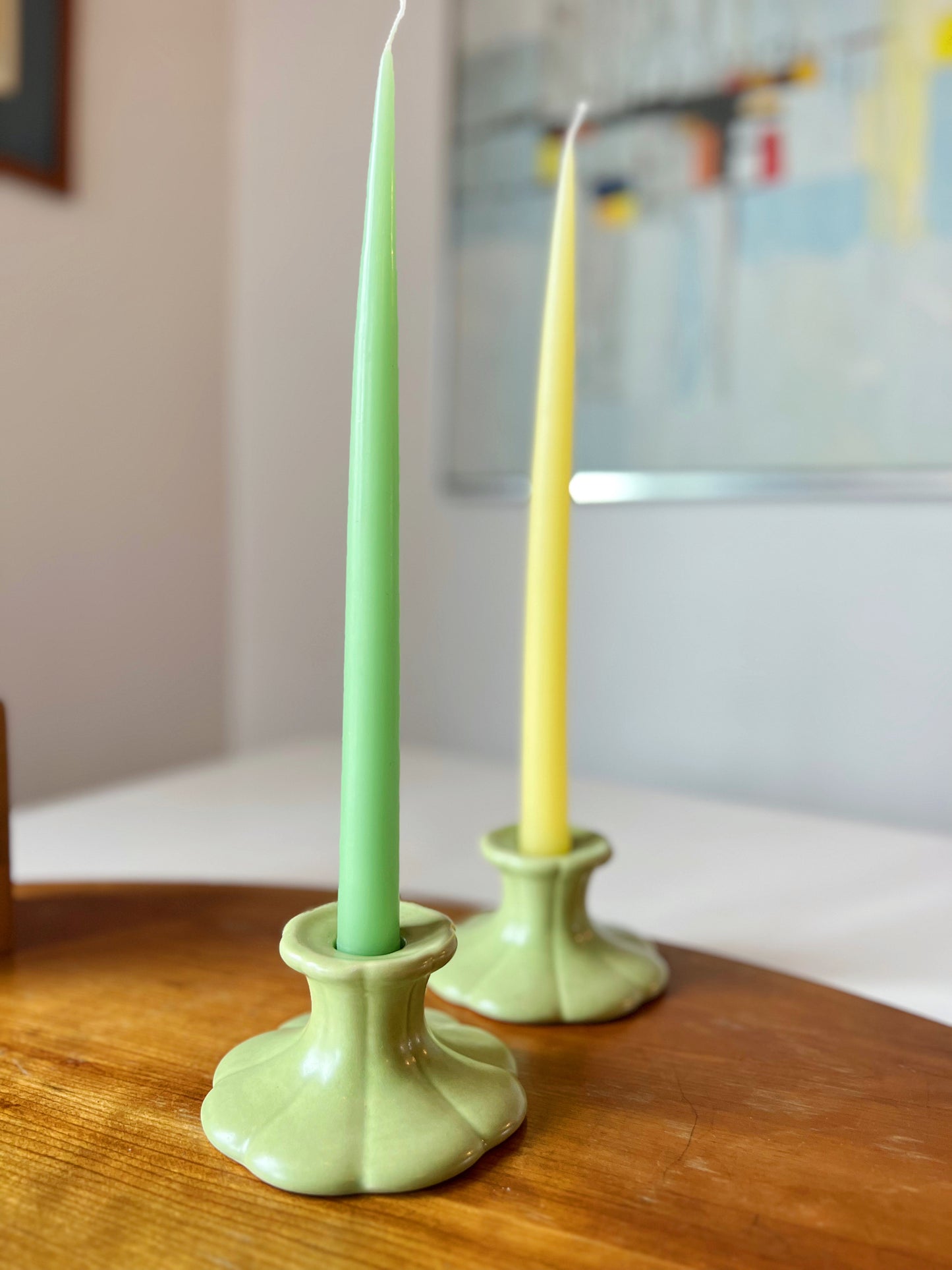 Spring Green Art Deco Candleholders