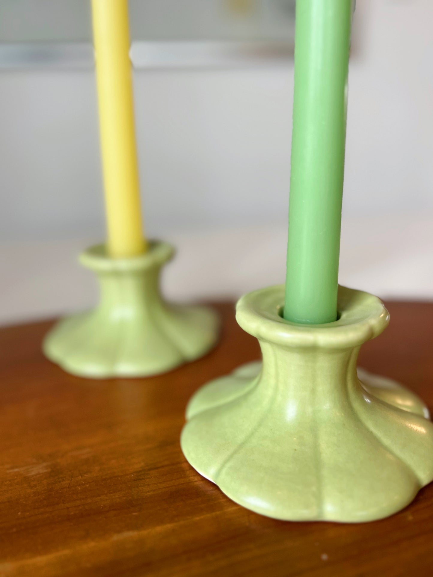 Spring Green Art Deco Candleholders