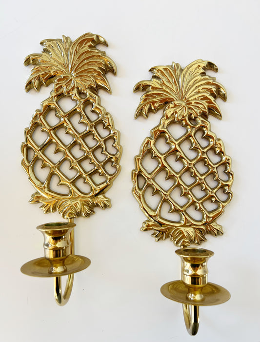 Pineapple Brass Candle Sconces