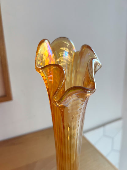 Carnival Glass Swung Vase