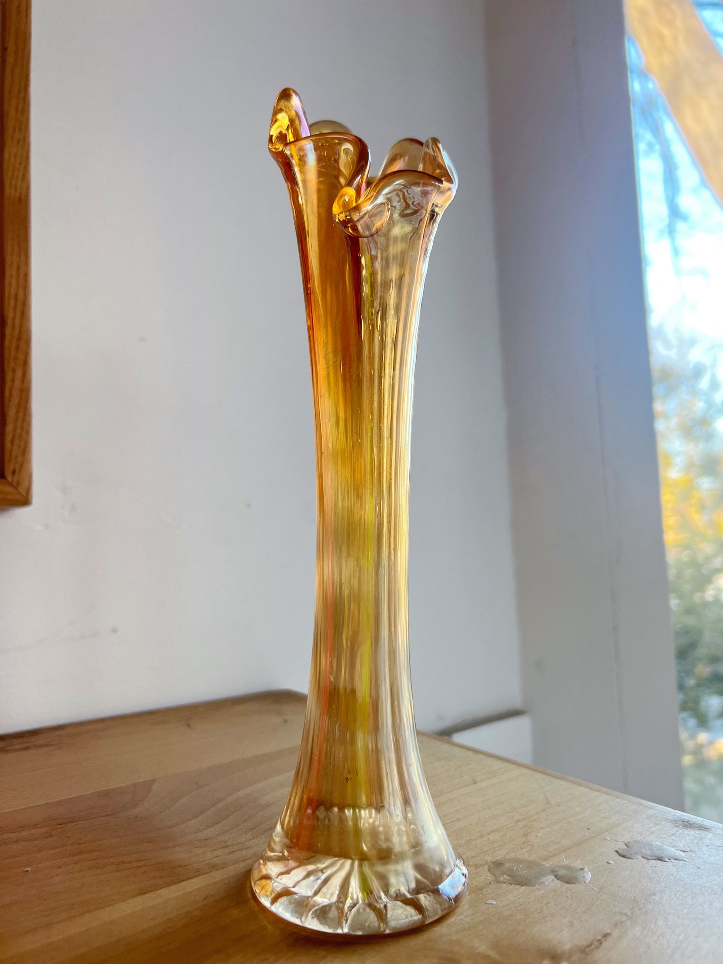 Carnival Glass Swung Vase