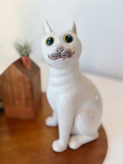 Mischievous Vintage Ceramic Cat Statue