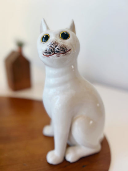 Mischievous Vintage Ceramic Cat Statue