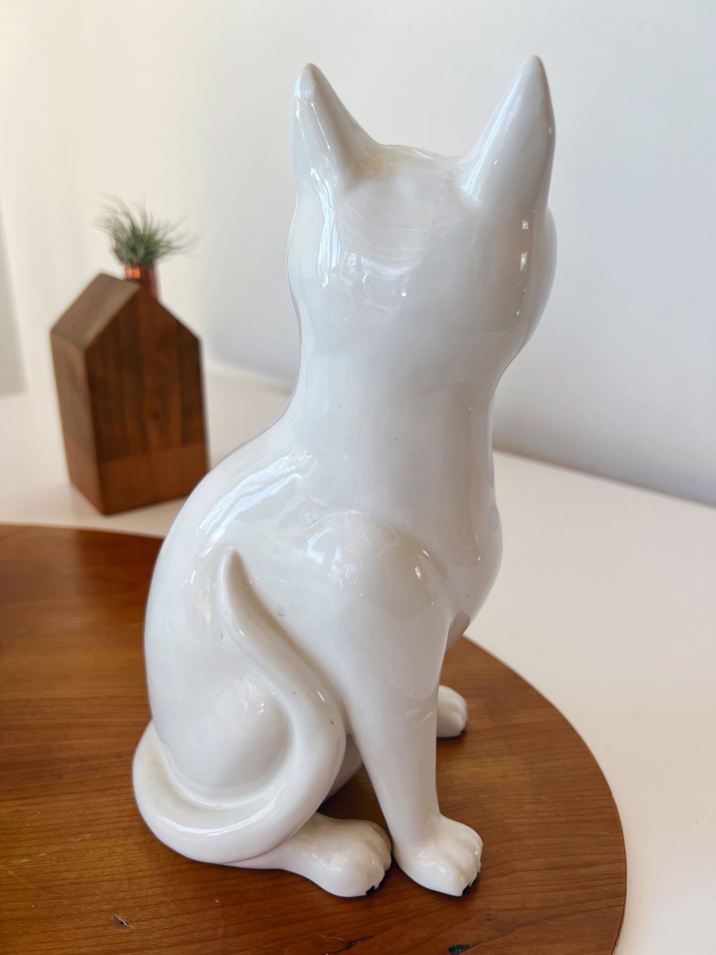 Mischievous Vintage Ceramic Cat Statue