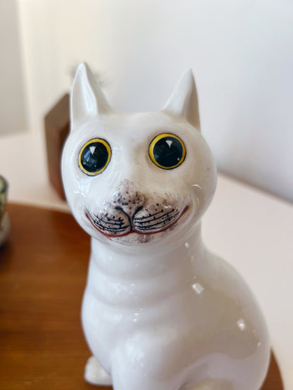 Mischievous Vintage Ceramic Cat Statue