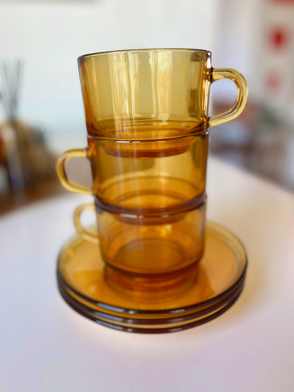 French Tempered Glass Cups & Saucers