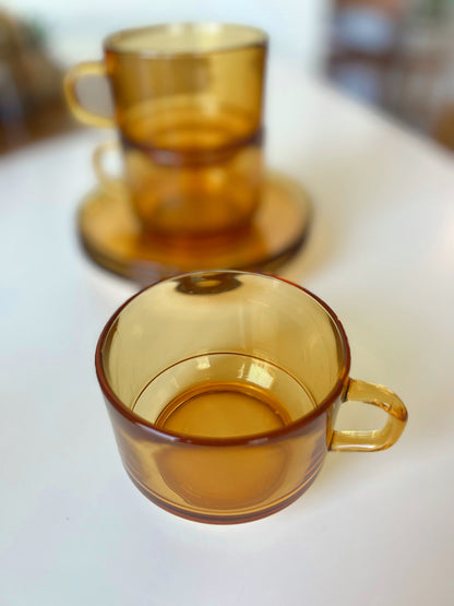 French Tempered Glass Cups & Saucers