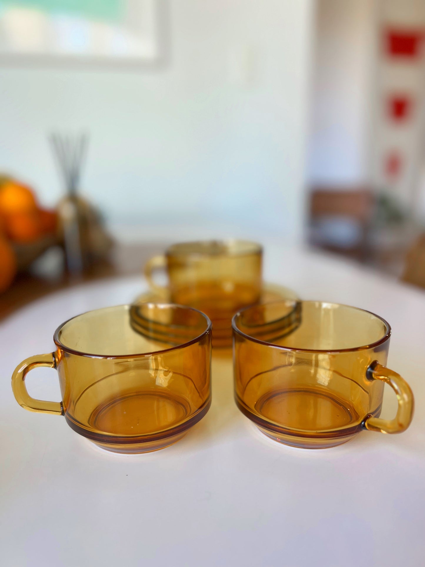 French Tempered Glass Cups & Saucers