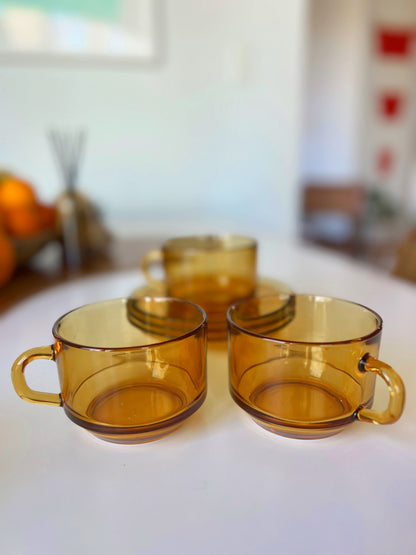 French Tempered Glass Cups & Saucers