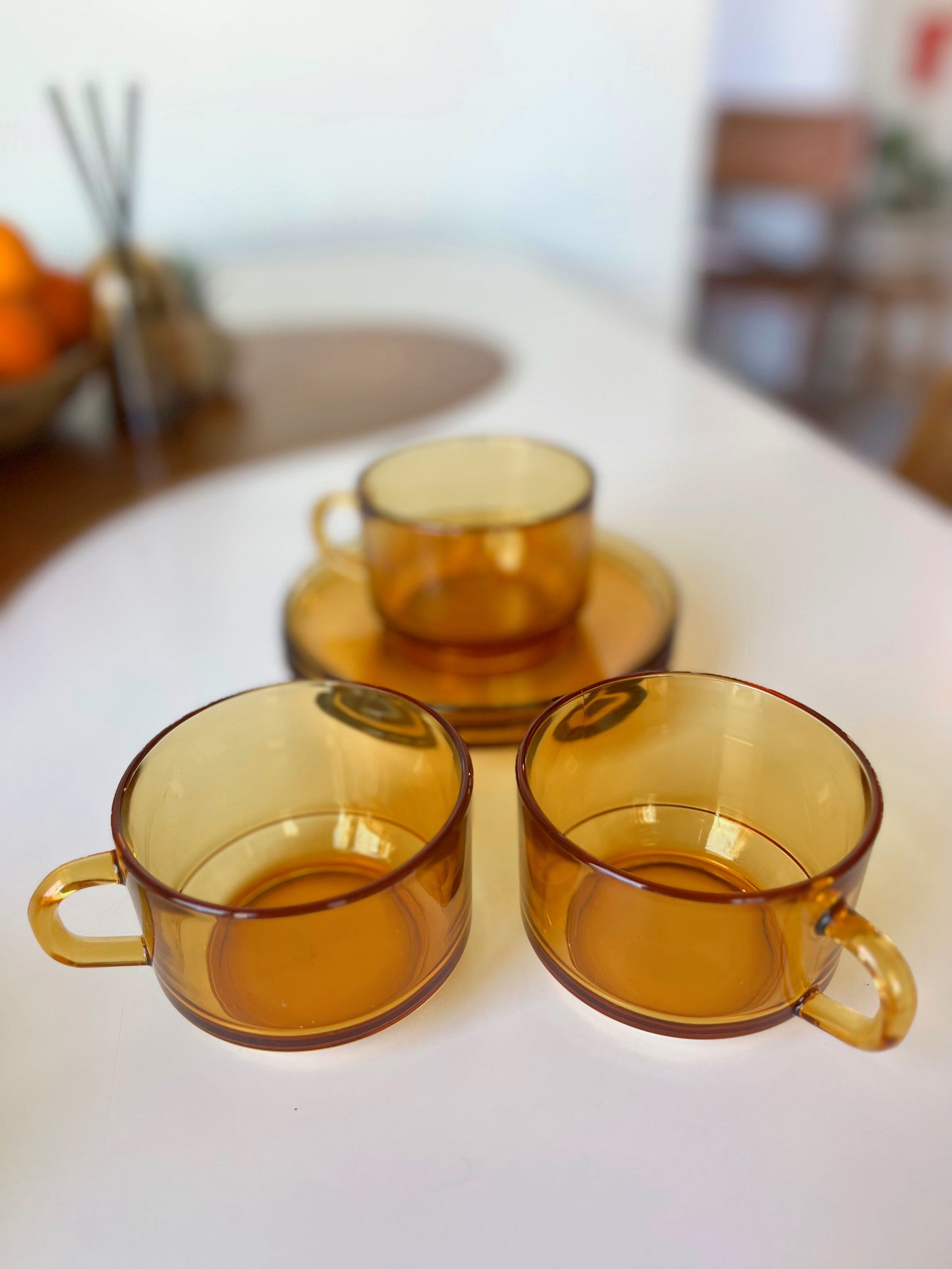 French Tempered Glass Cups & Saucers