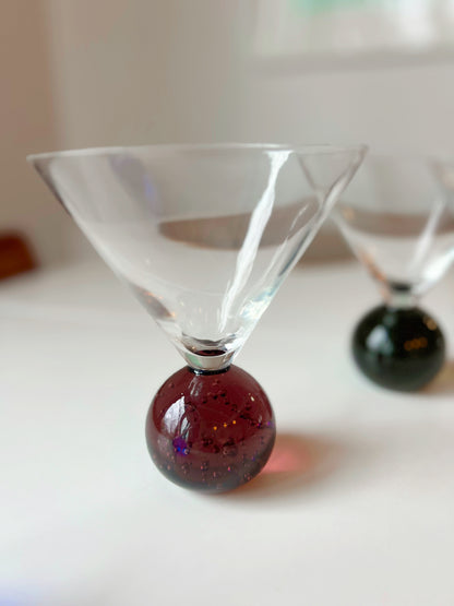Bubble Bottom Martini Glasses