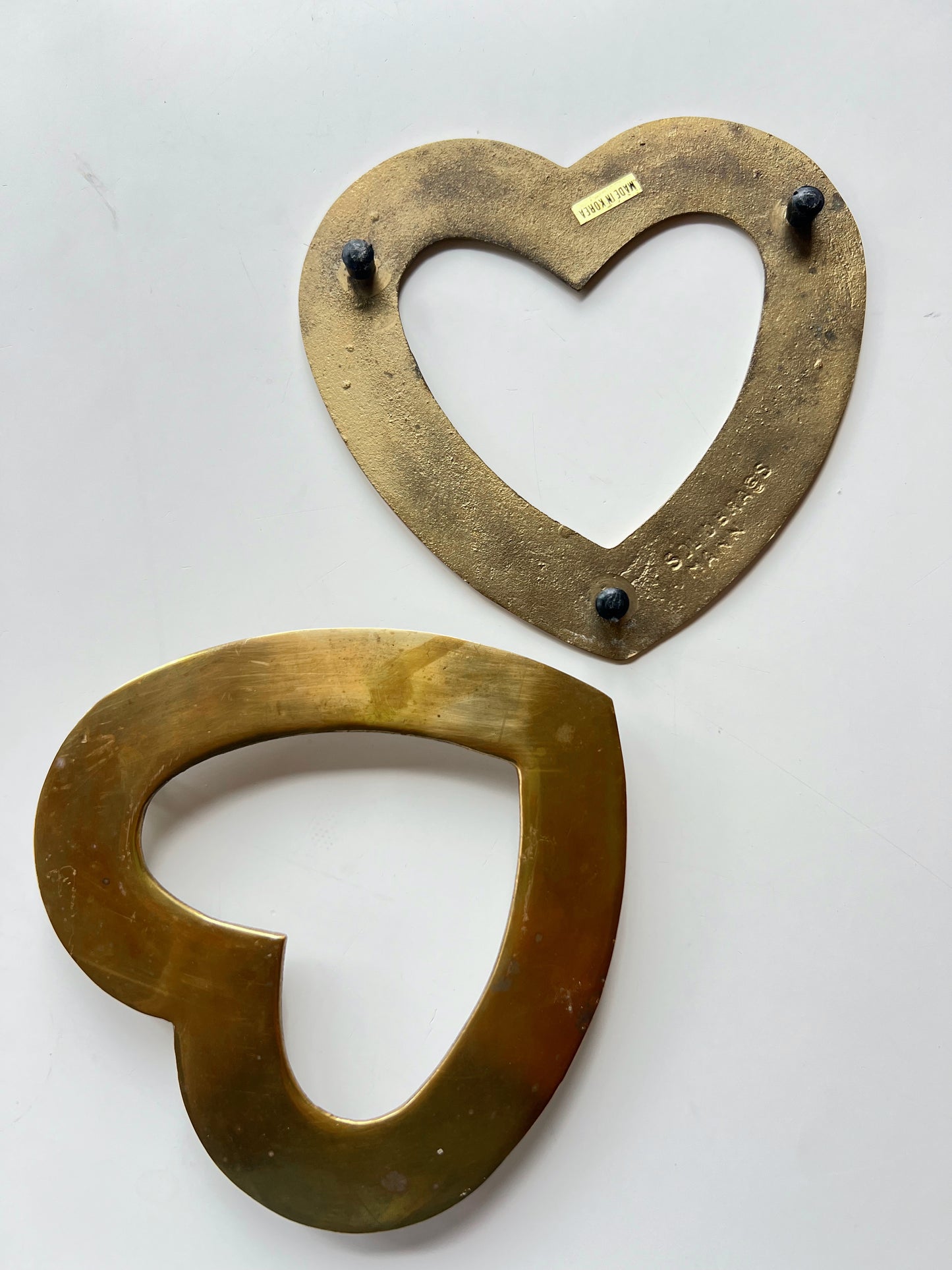 Pair of Brass Heart Trivets