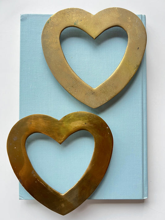 Pair of Brass Heart Trivets