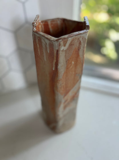 Vintage Slab Hex Vase