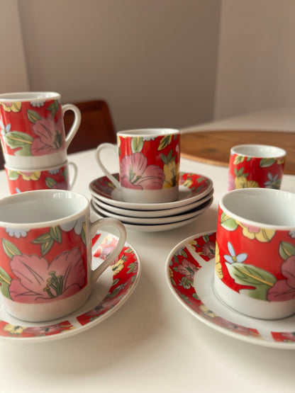 Hibiscus MCM Espresso Cups with Saucers