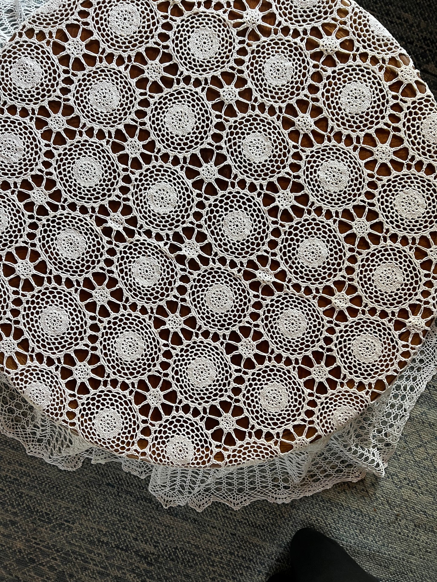 Boho Crocheted Oval Tablecloth