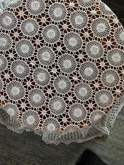 Boho Crocheted Oval Tablecloth