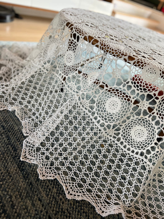 Boho Crocheted Oval Tablecloth