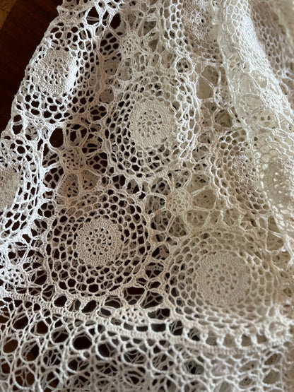 Boho Crocheted Oval Tablecloth