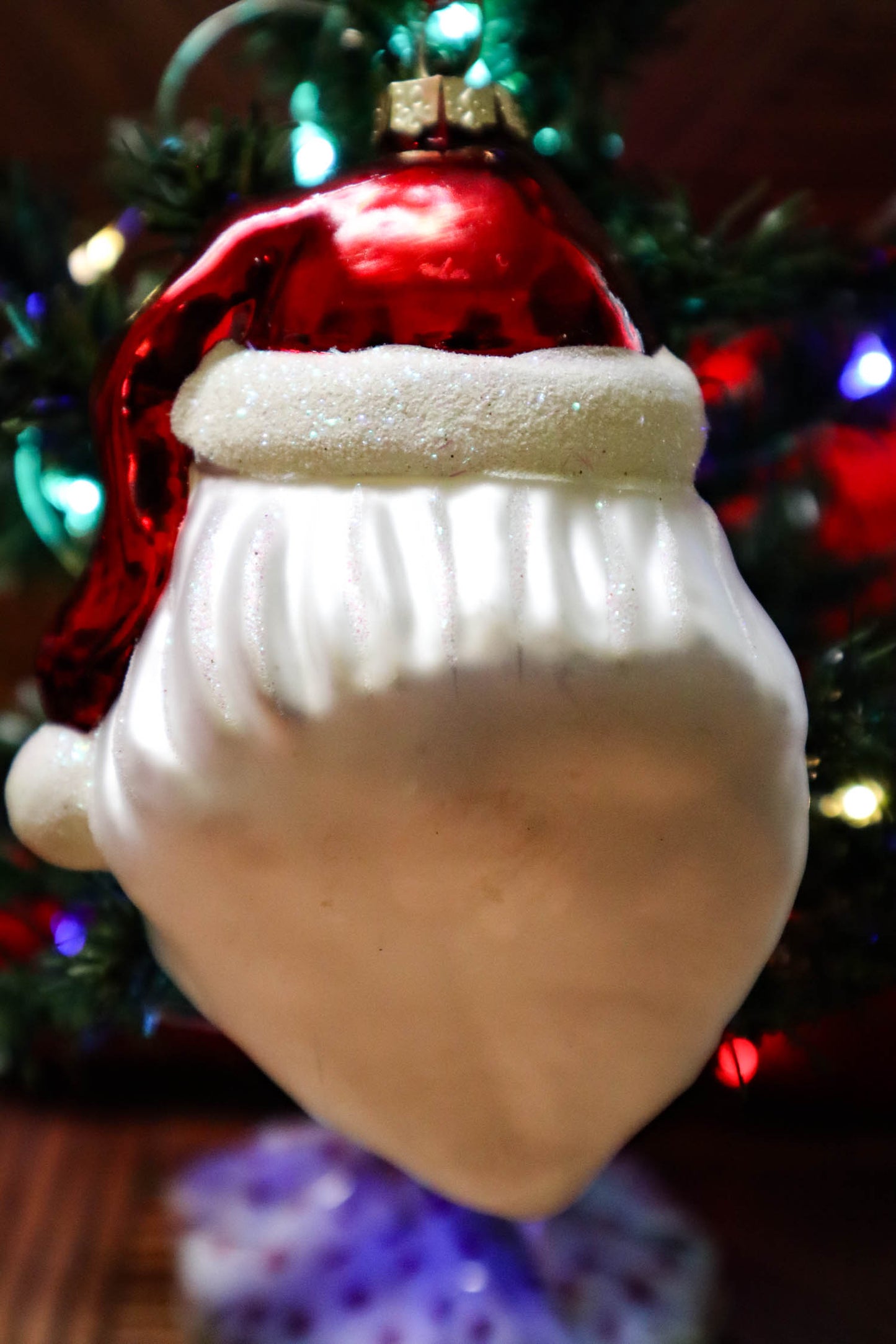 Classic Santa Head Blown Glass Ornament