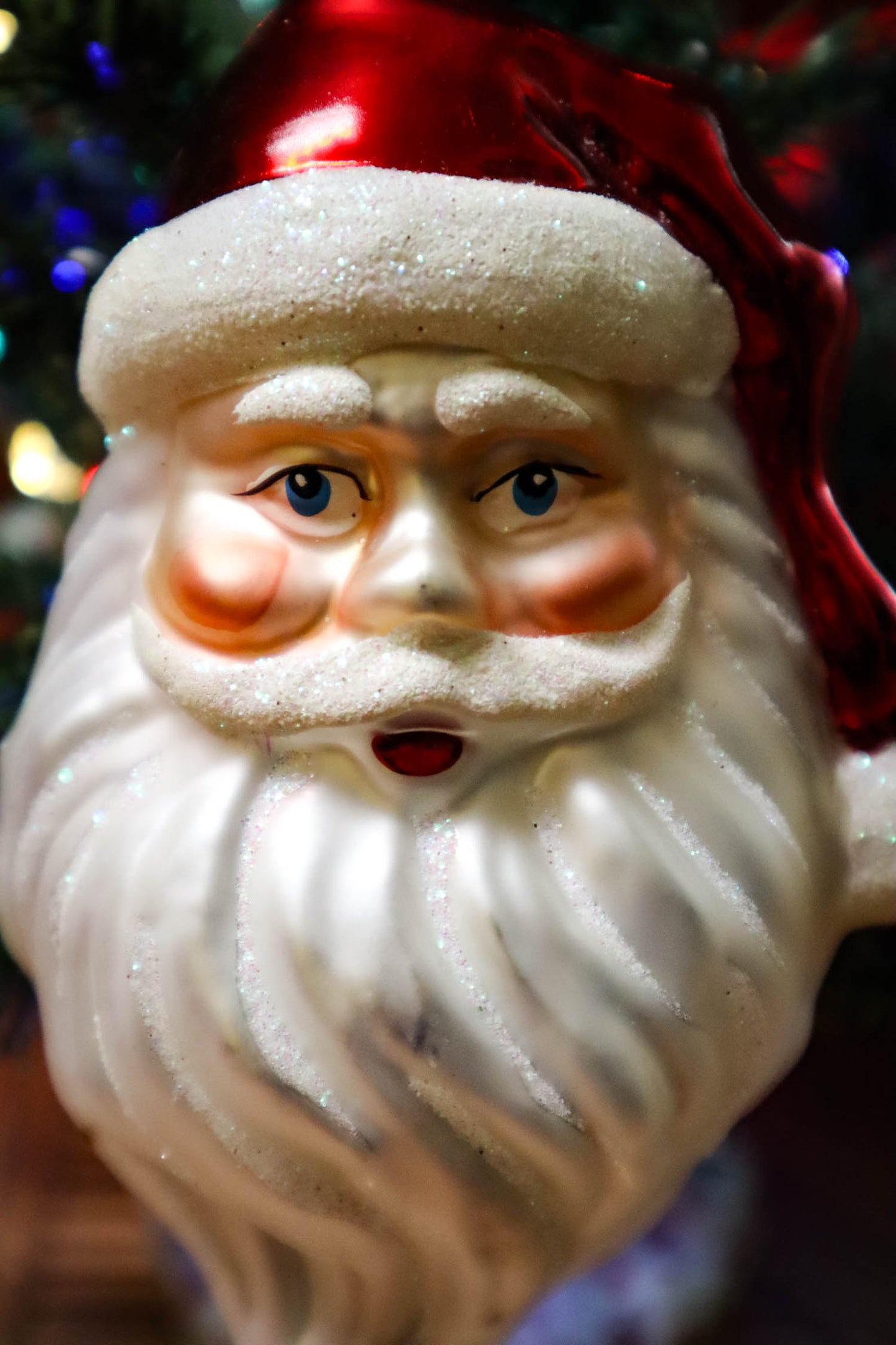 Classic Santa Head Blown Glass Ornament