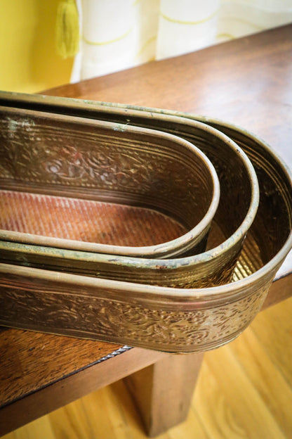 Hammered Brass Planters