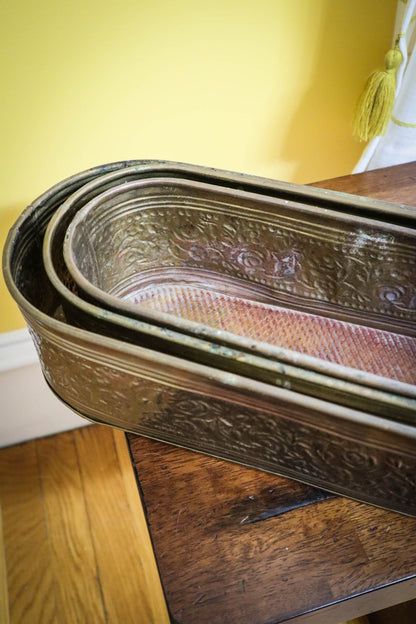 Hammered Brass Planters