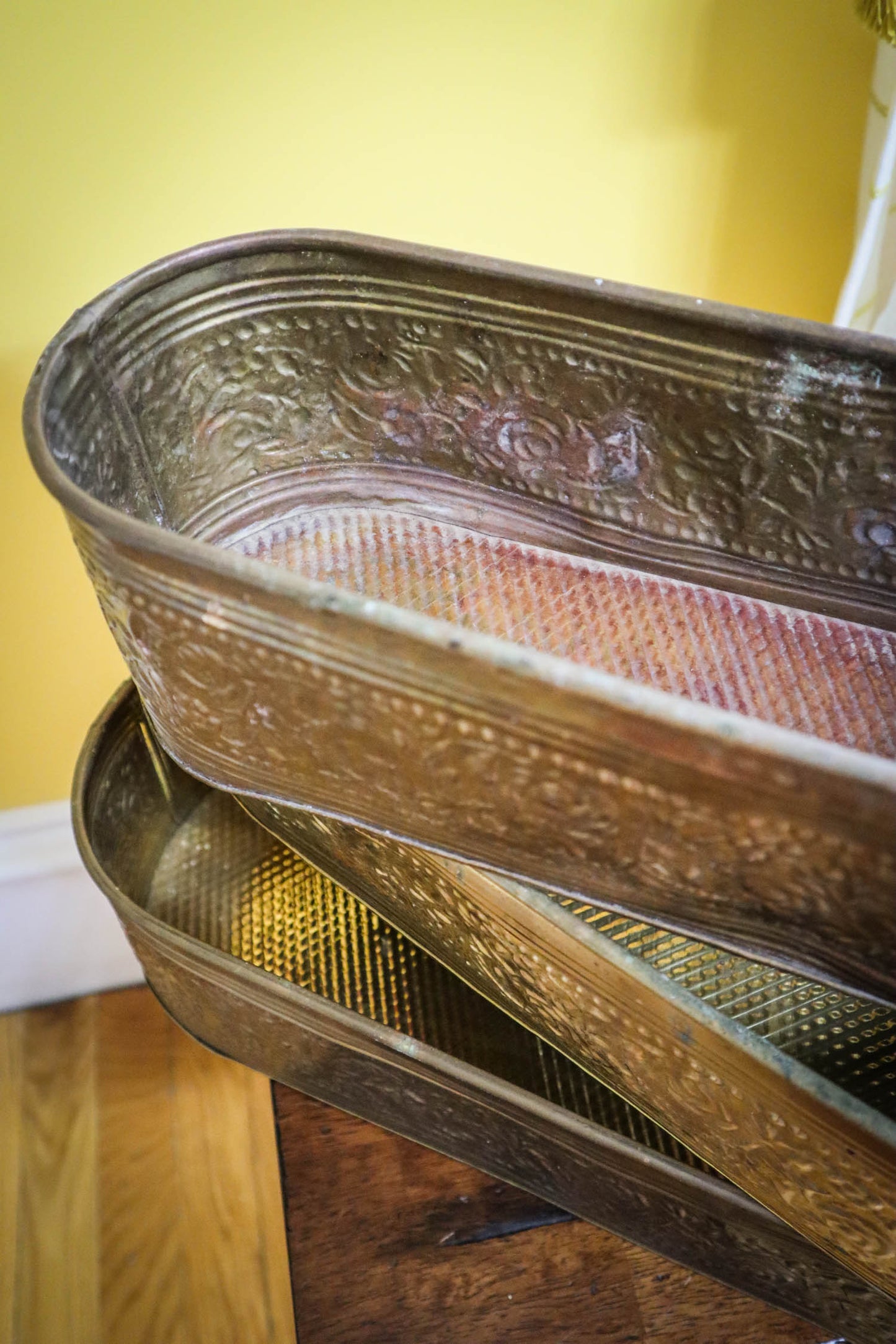 Hammered Brass Planters