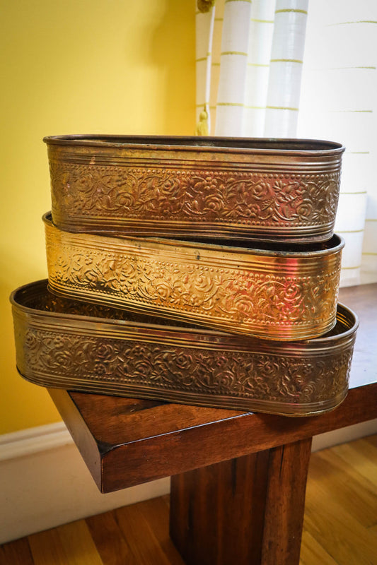 Hammered Brass Planters