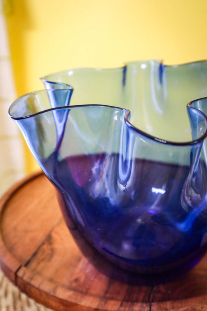 Cobalt Blue Ruffled Vase