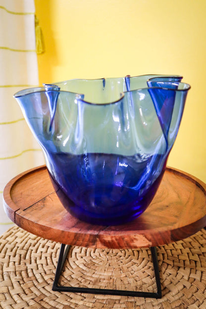 Cobalt Blue Ruffled Vase